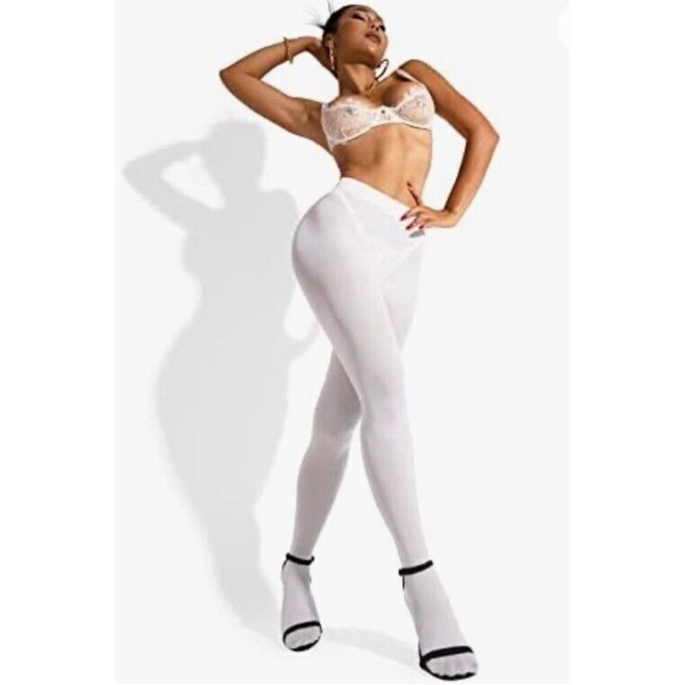 Sofsy Opaque Tights Pantyhose Italy Matte High Waist White 40 Den‎ Size 2-S New